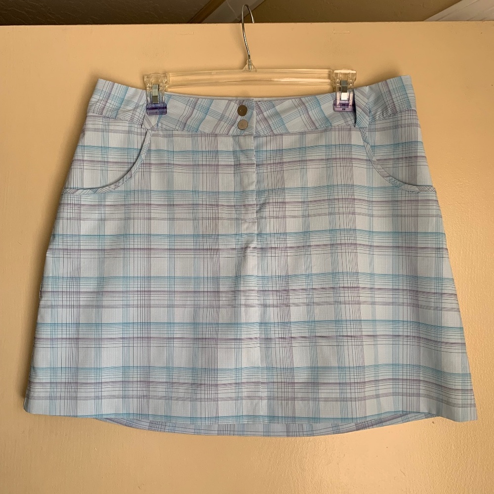 Nike Golf Dri-Fit Light Blue Plaid Skort Skirt Sz.14 Sporty